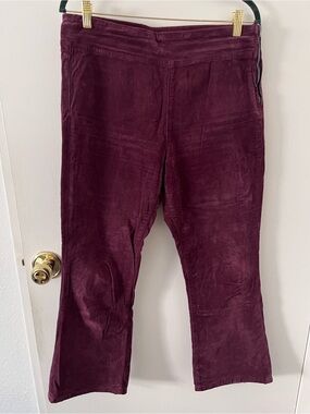 Free People In My Feelings Velvet Crop Slim Flare Pants Merlot Side Zip Medium